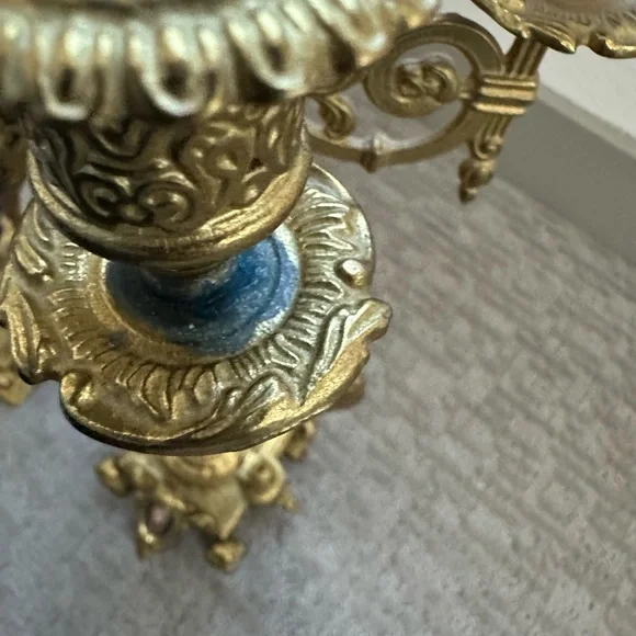 Pair Italian Cobalt & Gilt Rococo 5-Light Candelabra – Brevettato - Picture 15 of 16